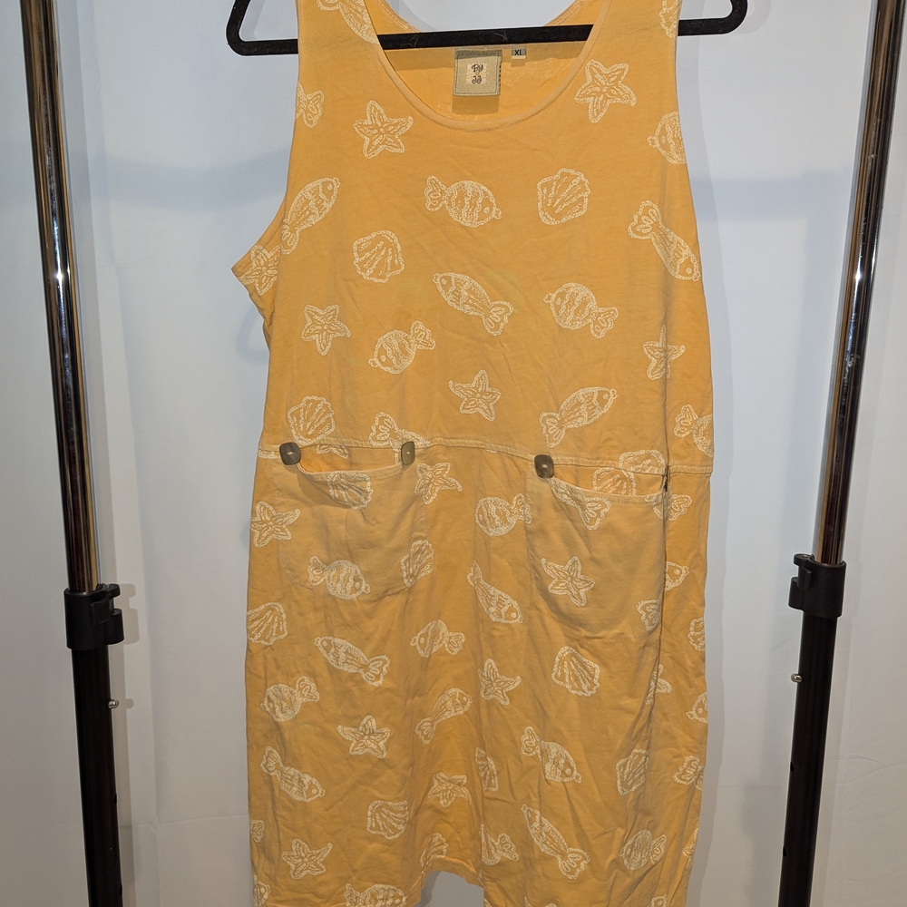 Yellow Sleeveless Scoop Neck Midi Sundress